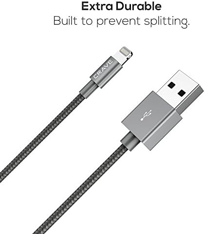 Apple MFİ Sertifikalı Yıldırım USB Kablosu-Crave Premium Naylon Örgülü Kablo 4 FT-Kayrak