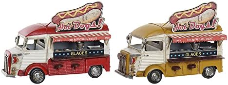Sosisli Van, Gıda Kamyon Vintage Minyatür Araç Dekorasyon, Metal Çoğaltma (Ölçümler 28x15. 5x20. 5 cm) (Kırmızı)