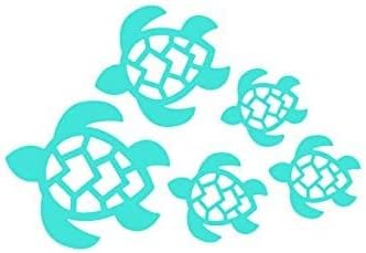 MAF (PC) Ticaret Yüzme Kaplumbağa Aile Vinil Çıkartması Mavi - Sticker Laptop için, Bakım, Kamyon, Duvar Sanatı