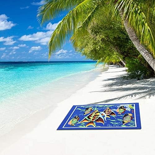 DyAn Plaj Havlusu, Çok Amaçlı Polyester Elyaf Piknik Mat Yoga Halı Güneş Geçirmez Plaj Banyo Havlusu duvar Halısı(Mavi)