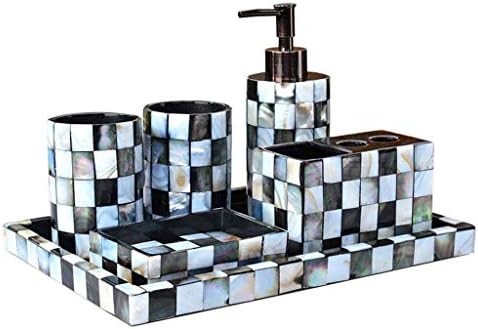 Yıkama Sıvısı Dağıtıcısı Tüm Züccaciye 6 Parçalı Banyo Aksesuar Seti Parlak Renkli Mozaik Kabuk Banyo Aksesuarları Seti Banyo