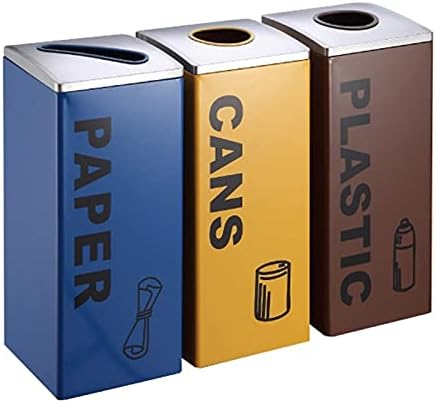 XCTLZG çöp kutusu Açık 3 Izgaralar çöp tenekesi Paslanmaz Çelik Geri Dönüşüm çöp kutusu Etiket Sistemi ile Mutfak Ev Otel için