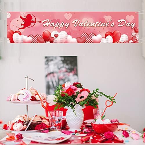 Mutlu Sevgililer Günü Afiş Parti Süslemeleri-Cupid Kalpler Romantik Sevgililer Afiş Kapalı Açık Sevgililer Süslemeleri