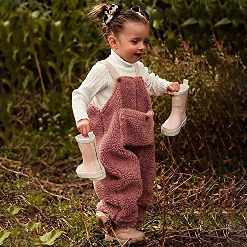 LİSfsa Toddler Bebek Kız Erkek Katı Flanel Askı Pantolon Tulum Sıcak Kış Kayış Tek Parça Romper Tulumlar Çocuk Giysileri