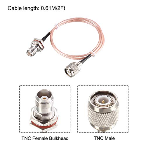 uxcell RG316 RF Koaksiyel Kablo TNC Erkek TNC Dişi Bölme Pigtail Kablo 0.61 M/2ft Anten Kablosuz LAN Cihazları için