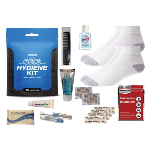 Go2Kits 10-Kitleri Evsiz Sadaka Kış Hijyen Tuvalet Kiti ile Çorap, Uzay Battaniye ve Diğer Kişisel Bakım Essentials (GO245)