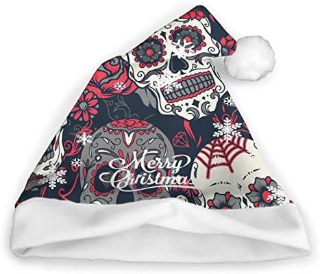Şeker korku kafatası Noel şapka, Noel şapka Unisex parti Santa tatil Cosplay dekor şapka için