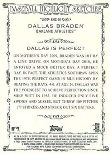 2011 Topps Allen ve Ginter Beyzbol Vurgulamak Skeçler BHS-16 Dallas Braden Atletizm MLB Beyzbol Kartı NM-MT
