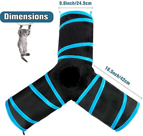 SuBleer kedi tüneli, Katlanabilir 3 Yollu Oyun Pet Kedi Tünelleri Kapalı Kediler için Açık Tüp Oyuncaklar Pom Topu ile Tavşanlar