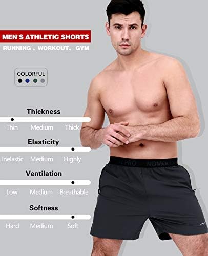 Nomolen erkek 5 Inç Egzersiz Koşu Şort Kuru Fit Hafif Atletik Spor Eğitim Şort ıle Fermuarlı Cepler
