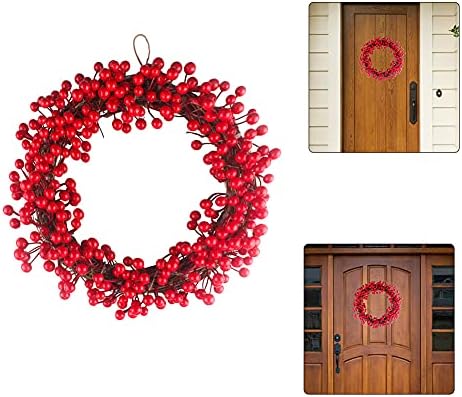 Hieefi Çelenk Meyveleri Noel Kapı yapay çiçek Çelenk Çelenk Kırmızı Berry Çelenk Asılı Dekorasyon için Ön Kapı Ofis Ev Düğün