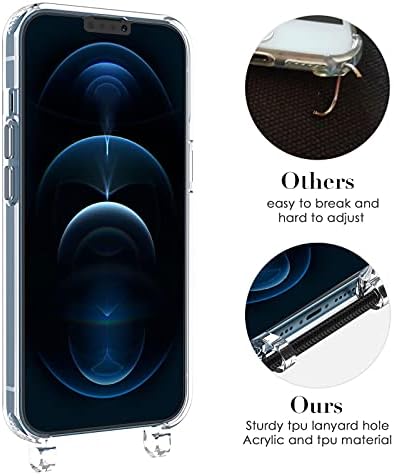 Caka iPhone 13 Pro ile Uyumlu Şeffaf Kılıf, iPhone 13 Pro ile Uyumlu Askılı Kılıf Crossbody Ayarlanabilir Boyun Kordonu Koruyucu
