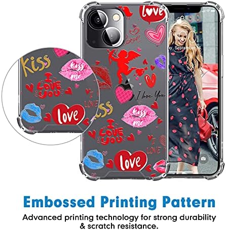 Rhinenet Slim Case iPhone 13 için Uyumlu Kabartmalı Temizle Sevimli Yumuşak İnce Telefon Kapak Darbeye Tampon Hibrid Moda Kadınlar