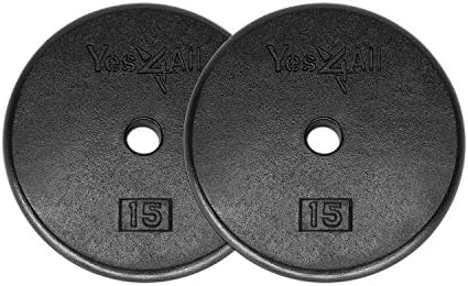 Yes4All Standart 1 inç Dökme Demir Ağırlık Plakaları 5, 7.5, 10, 15, 20, 25 lbs (Tek ve Çift)