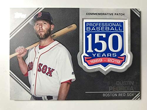 2019 Topps 150th Yıldönümü Hatıra Yamalar Beyzbol AMP-DP Dustin Pedroia Boston Red Sox Resmi MLB Ticaret Kartı Topps Tarafından