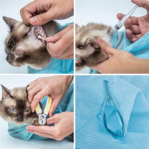QIEP Pet Kedi Temizleme Bakım Çantası Şapka Ekleyin Çok fonksiyonlu Banyo Tırnak Kesme Pick Kulak Koruyun Çanta