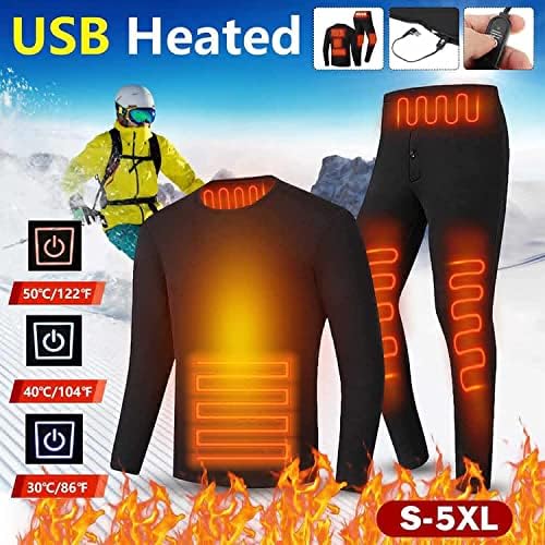 VCSZDFX ısıtmalı iç çamaşırı takım elbise, 3 alanları ısıtma ıstihbarat Sabit Sıcaklık Kış termal gömlek ve pantolon için Adam