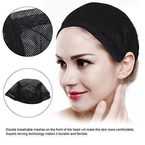 Siyah Hairnet peruk kap elastik kubbe saç örgü peruk erkek kadın yapmak için ayarlanabilir kayış ile