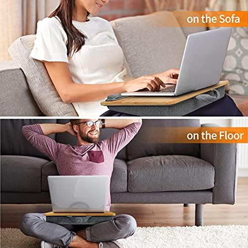 WOKA Lap Desk-Yastık Minderli Bambu Dizüstü Bilgisayar Masası, 15.6 Bilgisayara kadar Sığar, Taşınabilir Lapdesk iPad/Telefon
