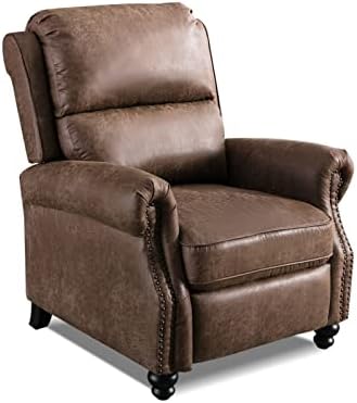 BLLXMX Geri İtin Recliner Sandalye, Modern Tek Kanepe Sandalye Oturma Odası için, klasik Koltuk ile Perçin Dekorasyon Ev Sineması