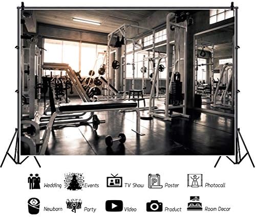 DORCEV 7x5ft Gym Backdrop Kapalı Spor Fitness Salonu Fitness Ekipmanları Güneşli Pencere Fotoğraf Arka Plan Kas Eğitimi Wellness