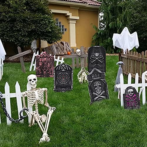 Cadılar bayramı Köpük RİP Mezarlık Mezar Taşları( 5 Paket), Cadılar Bayramı Mezar Taşı Mezarlık Süslemeleri ile 12 Metal Stakes