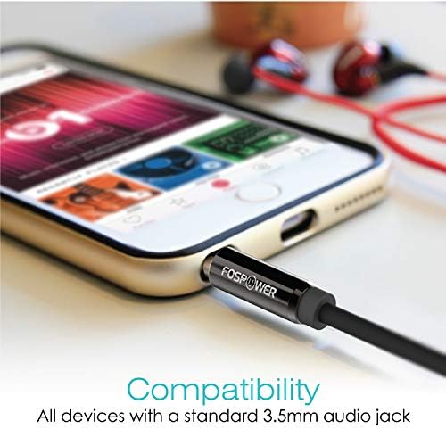 FosPower Ses Kablosu (3 FT), Stereo Ses 3.5 mm Yardımcı Kısa Kablo Erkek-Erkek Aux Kablosu Araba, Apple iPhone, iPod, iPad,