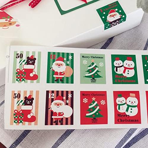 100 adet / grup DIY Scrapbooking Merry Christmas Hediye Kraft Etiket Çerez / Kek / Hediye Etiketleri Çıkartmalar Mutfak Tatlılar