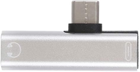 Dmtrab 2 in 1 USB-C/Tip-C Erkek USB-C/Tip-C Kadın 3.5 mm Jack Şarj Dinleme Adaptörü (Siyah) Kulaklık (Renk: Gümüş)