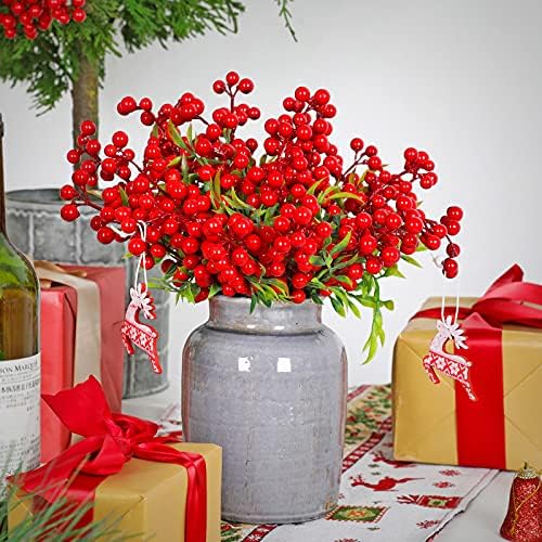 Noel Ağacı Alır Kırmızı Berries - 10PCS Holly Kaynaklanıyor Ev Dekor Kış Çiçek Noel Düzenleme yapay çiçek Çelenk Ağacı Tatil