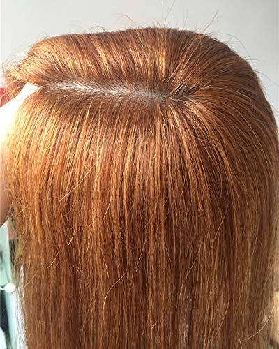 Susanki 14x16 cm Büyük İpek Taban İnsan Saç Taç Topper ile Kadınlar için Kadın Kellik Klipler, 40 cm Koyu Kahverengi