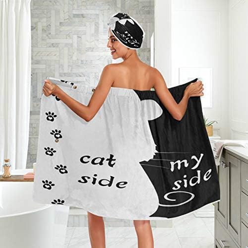 Kedi Banyo Havlusu Wrap ile Kuru Saç Duş Başlığı, Ayarlanabilir Kapatma Duş Bornozlar, Hızlı Kurutma için Spa, Plaj, Duş