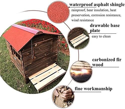 ZXXZXX Köpek Evi, Ahşap Açık Pet Günlük Kabin Kulübesi, hava Koşullarına Dayanıklı Su Geçirmez Kapı Pencere Çıkarılabilir Çatı