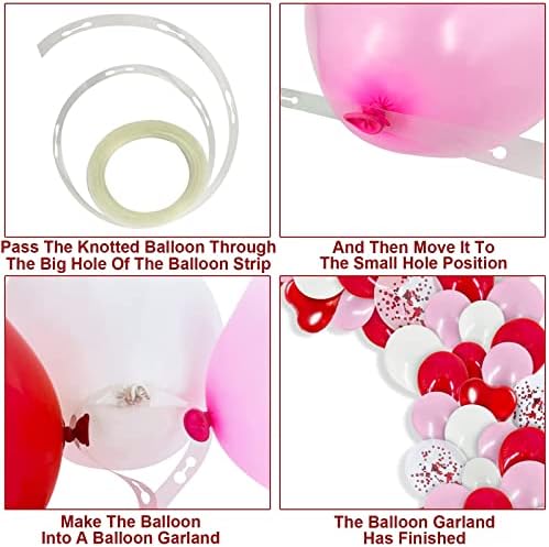 TURNMEON 105 Adet sevgililer Günü Balon Kemer Çelenk Kiti, 12 10 5 Kırmızı Pembe Beyaz Konfeti Lateks Balon Kırmızı Aşk Kalp