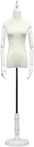 ZRONGQF Manken Torso Torso Vücut Elbise Formu Kadın Manken ile Ahşap Esnek Arms ve Yuvarlak Taban için Giyim Takı Ekran Standı