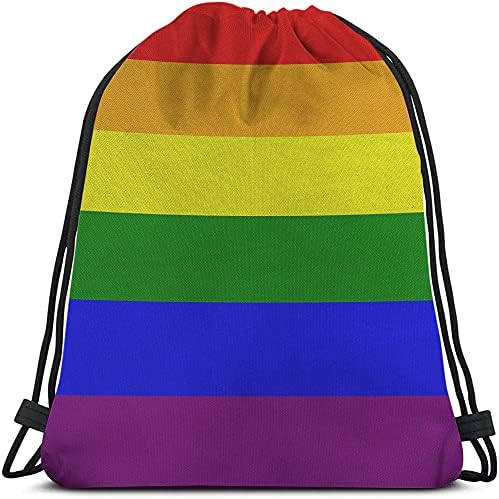 Beabes LGBT Eşcinsel Gurur İpli Çanta Sırt Çantası 6 Şerit Gökkuşağı Bayrağı Renkli Işareti Sembol Özgürlük Sanat Toplum Spor