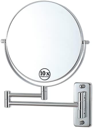 Duvara Monte Ayna 1x/ 10x Büyüteçli Makyaj Aynası (Krom)