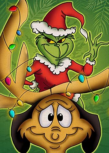 Covido Ev Dekoratif Noel Tatil Grinch Max Evi Bayrağı, Noel Santa Ren Geyiği Bahçe Yard Çim Parti Dış Dekorasyon, kış Çiftlik