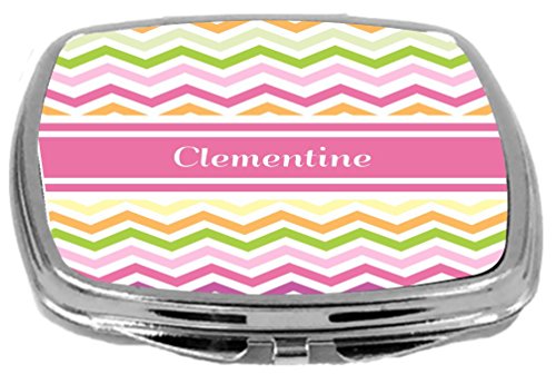 Rikki Knight Pembe Chevron İsim Tasarımı Kompakt Ayna, Clementine, 3 Ons