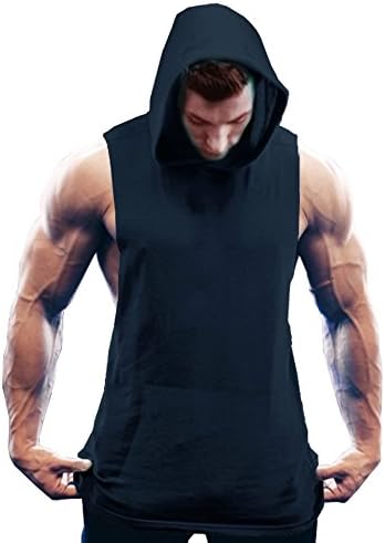 COOFANDY erkek Egzersiz Kapşonlu Tank Tops Vücut Geliştirme Kas Kesilmiş T Shirt Kolsuz Spor Hoodies