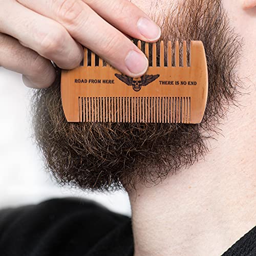 TOTFSTNR Ahşap sakal tarağı Kiti El Yapımı Hediyeler için Erkekler Kafatası Kanatları Tasarım Hediyeler için Baba Bıyık Tarak