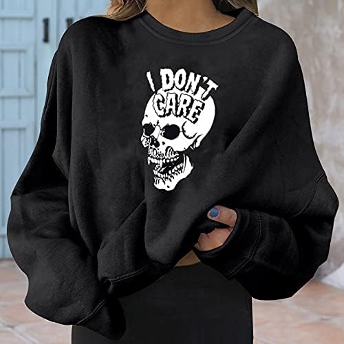 Kadın Uzun Kollu Cadılar Bayramı Tops Casual Gevşek Crewneck Tişörtü Güz Sıcak Tutmak Dış Giyim Yumuşak Rahat Bluzlar