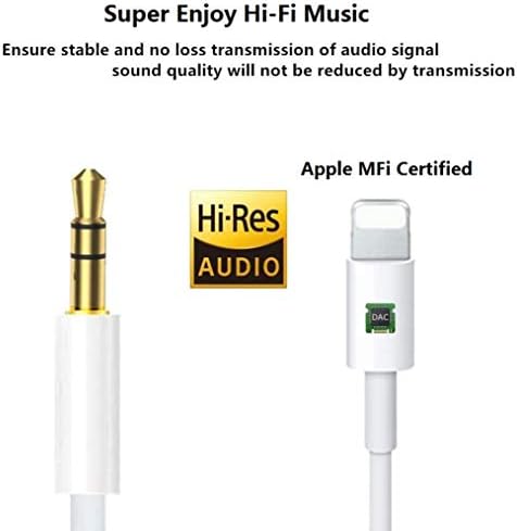 [Apple MFi Sertifikalı] Araba için iPhone Aux Kablosu, Yıldırım 3.5 mm Kulaklık jak adaptörü Erkek Stereo Ses Kablosu iPhone