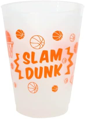 Basketbol Parti Kupası Seti 10 (Her Biri 16 oz) - Yeniden Kullanılabilir Şeffaf Plastik Bardaklar-BPA İçermez-Doğum Günü Masa
