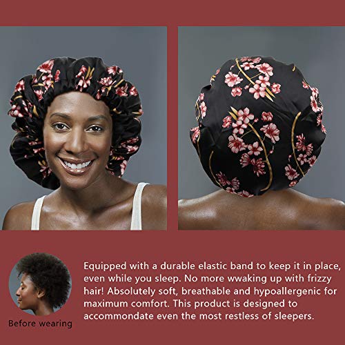 QMSILR Saten Kaput için Kadın Uyku Kaput Kap için Doğal Saç Ayarlanabilir Saten Kap için Kıvırcık Uzun Saç İpek Kaput Elastik