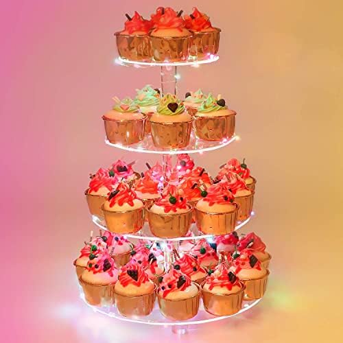 YestBuy 3 Katmanlı Raf Kek Pop Standı (Mavi) + 4 Katmanlı Yuvarlak Cupcake Standı-Premium Cupcake Tutucu-Akrilik Cupcake Kulesi