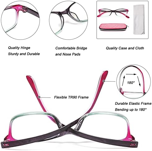 Kadınlar için EYEURL okuma gözlükleri, 2 Paket Mavi ışık Engelleme Okuyucular Hafif Filtre UV Işını / Parlama Önleyici Göz