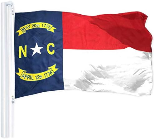G128-Kuzey Carolina Eyalet Bayrağı | 3x5 feet / İşlemeli 210D-İç / Dış Mekan, Canlı Renkler, Pirinç Grometler, Kaliteli Polyester