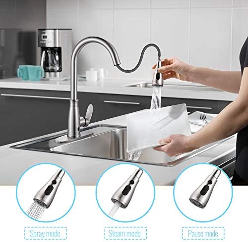Fotoselli Mutfak Musluk, SNAN Aşağı Çekin Püskürtücü Mutfak Musluk, tek Kolu Sensörü mutfak lavabo musluğu ile 3 Modları, yüksek