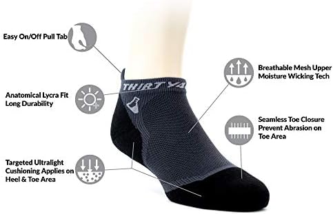 Dikişsiz Ayak Parmağı, Nem Esneklik, Yastık Dolgusu ile Erkekler ve Kadınlar için Thirty48 Ultralight Atletik Koşu Çorapları